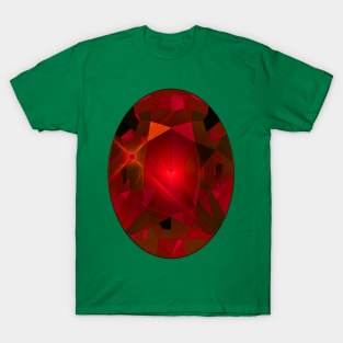 Red and Pink Oval Shape Gemstone T-Shirt